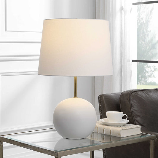 Round White Table Lamp