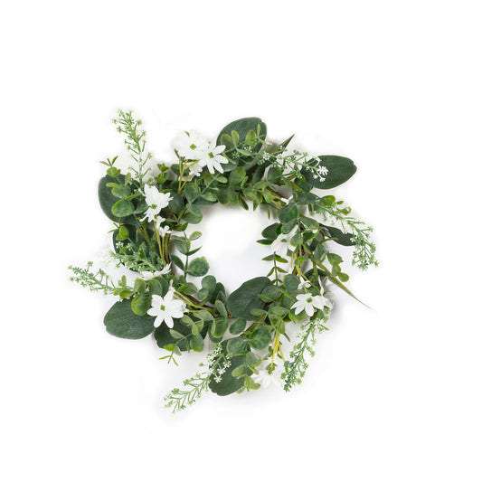 12″ White flowers and Eucalyptus Wreath